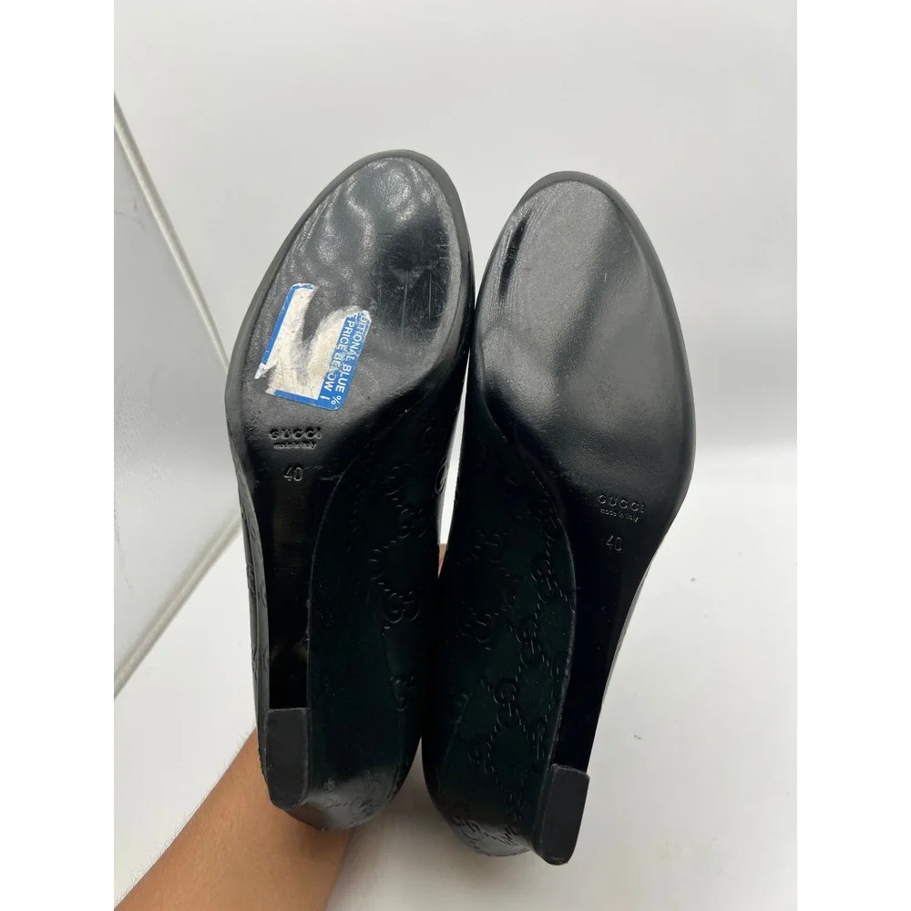 Gucci Guccissima Green Leather GG Monogram Wedge Pumps Shoes 40